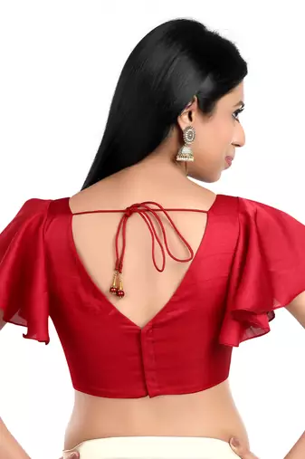 Red Flared Sleeve ReadyMade Blouse