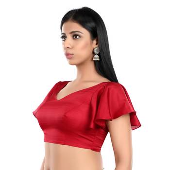 Red Flared Sleeve ReadyMade Blouse 3