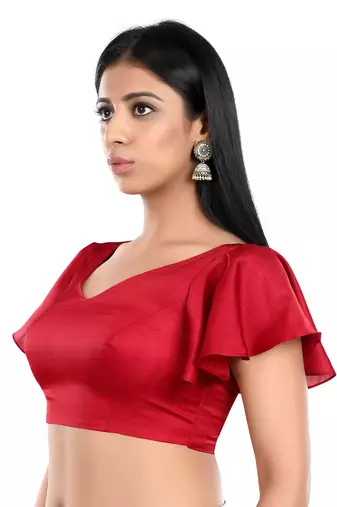Red Flared Sleeve ReadyMade Blouse