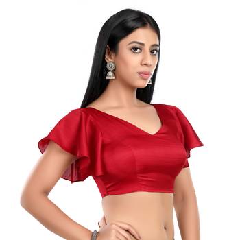 Red Flared Sleeve ReadyMade Blouse 4