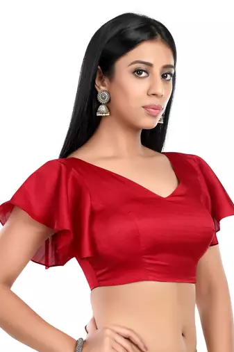 Red Flared Sleeve ReadyMade Blouse
