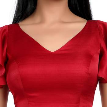 Red Flared Sleeve ReadyMade Blouse 5