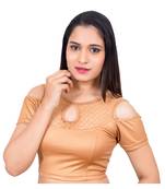 Lycra Copper Cold Shoulder Short SleevesStretchable Readymade Blouse