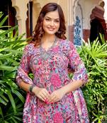 Bhavya Pink Women's Cotton Blend Straight Kurta with Pant & Dupatta 