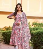 Zeepkart navya Pink Women's Cotton Blend Straight Kurta with Pant & Dupatta 