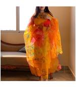 Zeepkart 133 gold Women's Cotton Blend Straight Kurta with Pant & Dupatta 