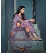 141 purple  Women's Cotton Blend Straight Kurta with Pant & Dupatta 