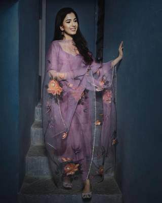 141 purple  Women's Cotton Blend Straight Kurta with Pant & Dupatta  3