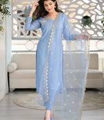 149 sky Women's Cotton Blend Straight Kurta with Pant & Dupatta 