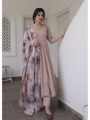 157 brownWomen's Cotton Blend Straight Kurta with Pant & Dupatta  1