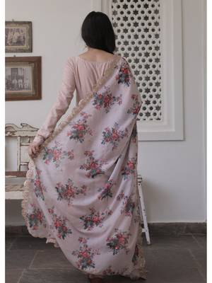 157 brownWomen's Cotton Blend Straight Kurta with Pant & Dupatta  3