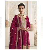 Dark Pink Heavy Silk Embbroidery Punjabi Salwar Suit