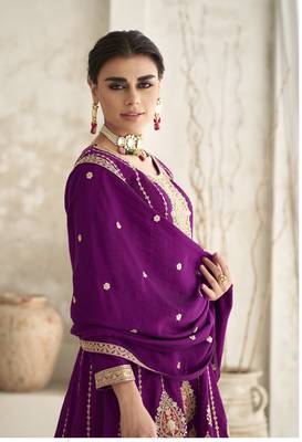 Purple Heavy Silk Embbroidery Punjabi Salwar Suit 2