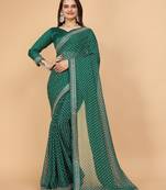 Green Colour Georgette Fabric Leheriya Print Saree WITH UN-STITCHED BLOUSE