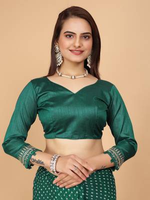 Green Colour Georgette Fabric Leheriya Print Saree WITH UN-STITCHED BLOUSE 5