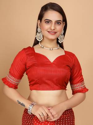 Red Colour Georgette Fabric Leheriya Print Saree WITH UN-STITCHED BLOUSE 5