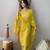 Printed straight kurti with pant and dupatta set for women and girls rayon (yellow)