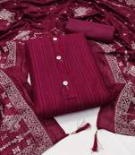 Women's maroon designer weaving cotton jacquard dress material