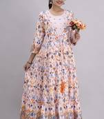 women rayon embroidery frontslit anarkali kurta in pink