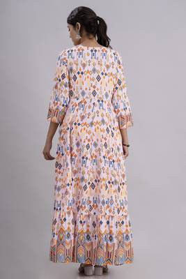 women rayon embroidery frontslit anarkali kurta in pink 2