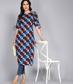 women embllished checkered straight cotton kurta in multicolor