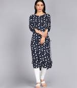 women rayon polka dots printed straight kurta in black
