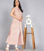 women rayon paisley printed frontslit kurta in pink