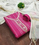 Women's pink designer handwork cotton jacquard dress material