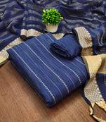 Women's blue designer weaving cotton jacquard dress material