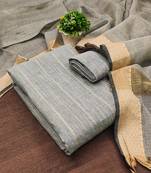 Women's grey unstitched designer weaving cotton jacquard dress material (gngr50077gry)