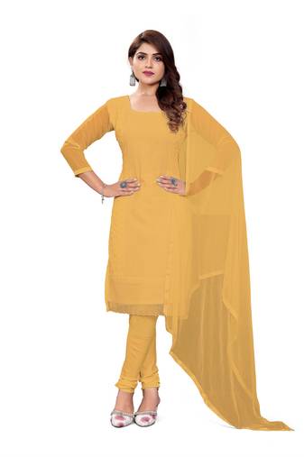 Women's beige unstitched heavy thread embroidery georgette dress material 