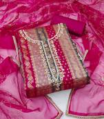 Women's multi unstitched designer handwork banarasi jacquard dress material