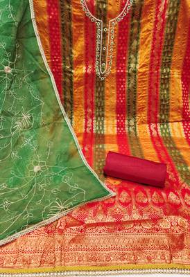Women's multi designer handwork banarasi jacquard dress material 2