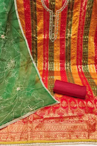 Women's multi designer handwork banarasi jacquard dress material