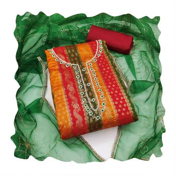 Women's multi designer handwork banarasi jacquard dress material 3