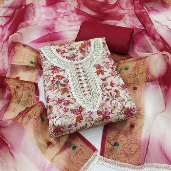 Women's multi designer handwork blended cotton dress material 1
