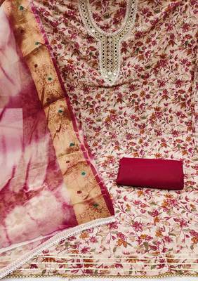 Women's multi designer handwork blended cotton dress material 2