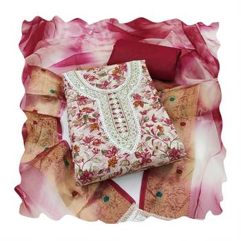 Women's multi designer handwork blended cotton dress material 3