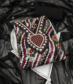 Women's black unstitched lahariya print jam coton dress material