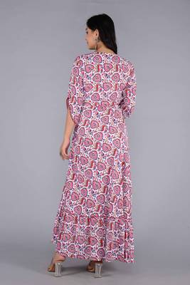 women rayon embroidery paisley print anarkali kurta in multicolor 2