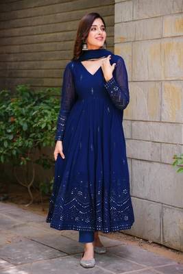 WHISPERING BREEZE GEORGETTE EMBROIDERED SUIT SET  1