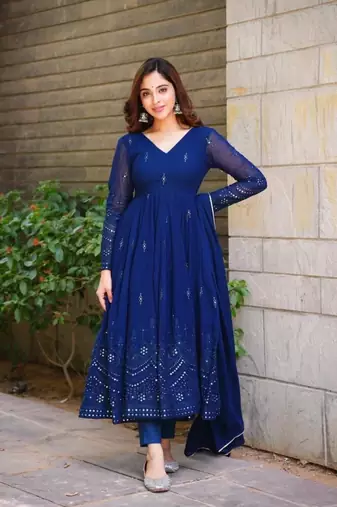 WHISPERING BREEZE GEORGETTE EMBROIDERED SUIT SET 