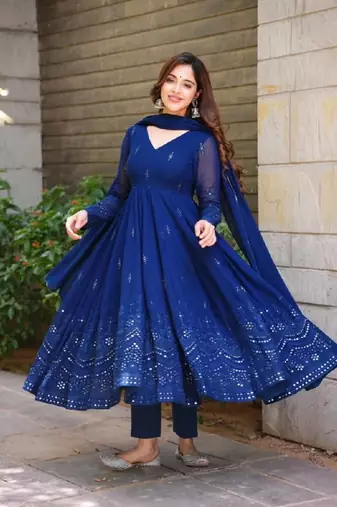 WHISPERING BREEZE GEORGETTE EMBROIDERED SUIT SET 