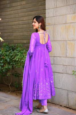  Purple Anarkali Salwar Suit with Intricate White Embroidery 2