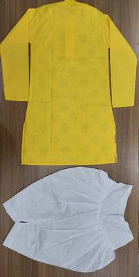 Yellow poly-cotton printed kurta and patiyala 6