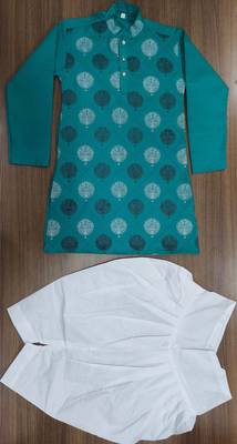 Blue poly-cotton printed kurta and patiyala 4