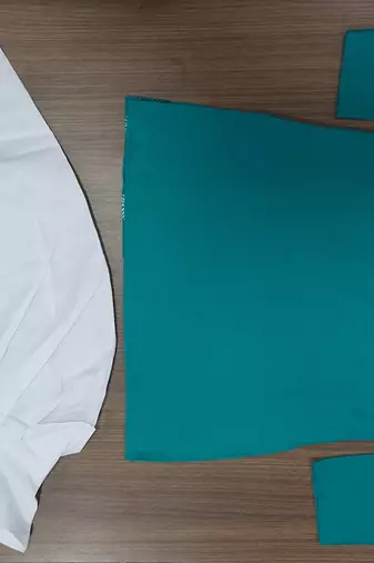Blue poly-cotton printed kurta and patiyala