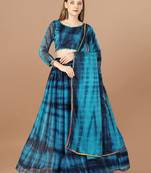Women's Blue Color Lycra Shibori Print Partywear Lehenga Choli