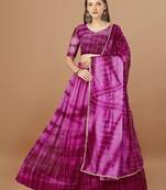 Women's Pink Color Lycra Shibori Print Partywear Lehenga Choli