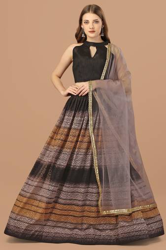 Women's Brown Color Rasal Net Printed Designer Lehenga Choli